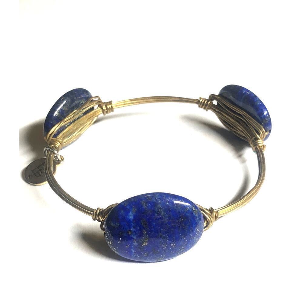 Bourbon & Bowties Gem Bangle Bracelet Blue Gem Stones
